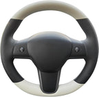 MEWANT Hand Stitched Steering Wheel Cover for Tesla Model 3 2017-2023 / Model Y 2020-2023 for Tesla Model 3/Y Accessories