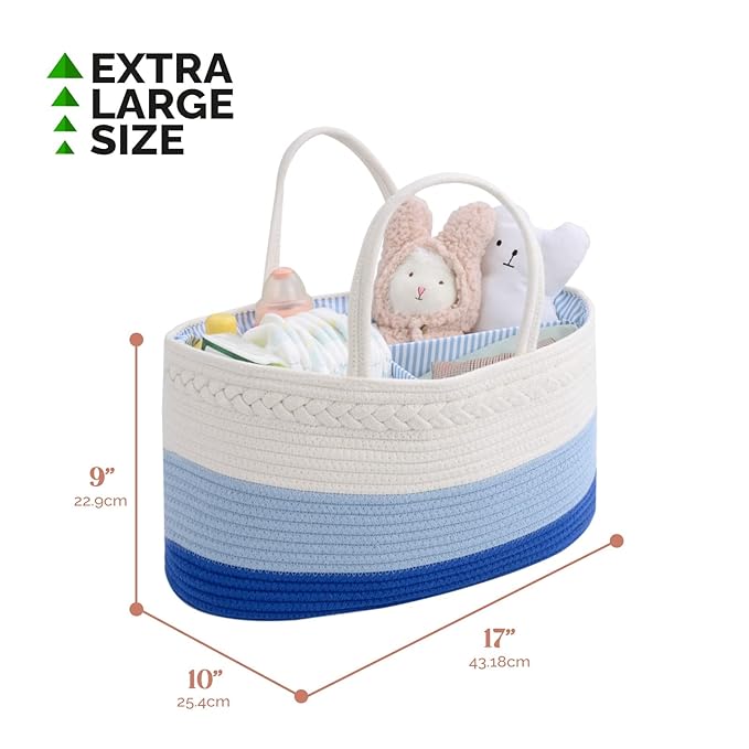 luxury little Diaper Caddy Organizer, Large Cotton Rope Nursery Baby Basket, Changing Table Organizer for Baby Diaper Storage