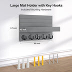 Lwenki Key Holder for Wall, Decorative Key and Mail Holder with Shelf Has Large Key Hooks for Bags, Coats, Umbrella – Paulown