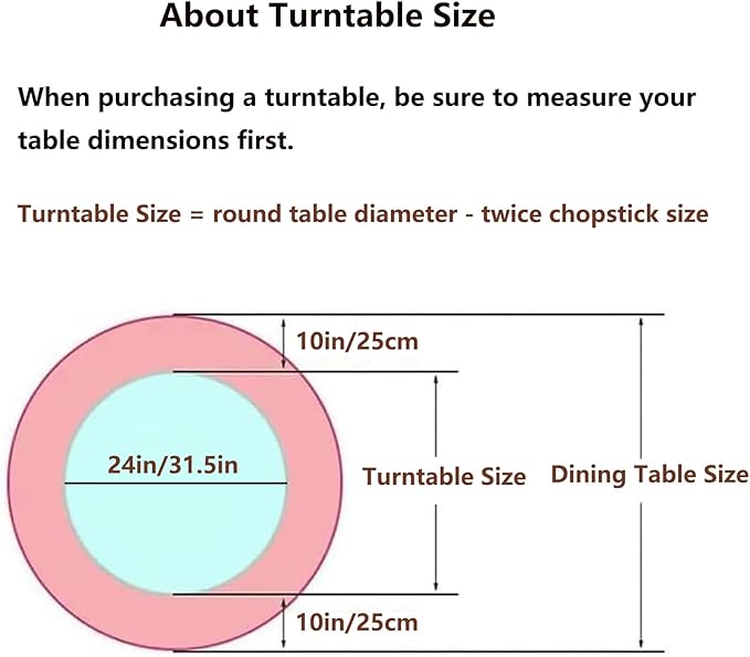 24" Large Wooden Lazy Susan Turntable, Round Rotating Wooden Serving Tray 360° Silent Smooth Rotating Round Serving Tray for 