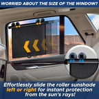 EcoNour Car Window Covers for Baby (2 Pack) | Retractable Car Window Shades for Protecting Kids, Passengers & Pets from Harmful Sun Rays | Window Sun Shade for Trucks, SUVs | (22”x24”)
