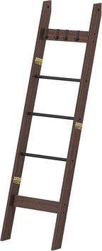 Hzuaneri Blanket Ladder for Living Room, Decorative Quilt Rack with 4 Removable Hooks, 5-Tier Farmhouse Ladder Holder Shelf O