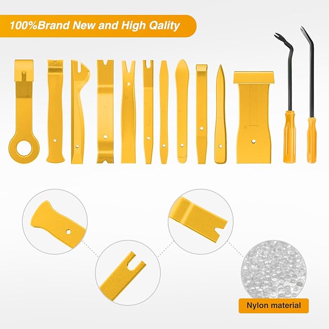 GOOACC 13PCS Nylon Trim Removal Tool Set for Bumper Fastener Rivet Clips Car Door Clip Panel Audio Video Dashboard Dismantle 