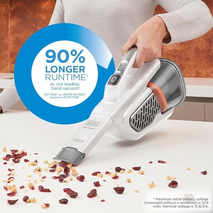 BLACK+DECKER Dust Buster Hand Held Vacuum Cordless Rechargeable, Portable Vacuum for Car, Extended Runtime, Powerful Suction,