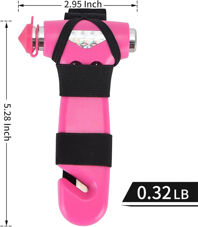 2 Pack Car Safety Hammer, Pink Emergency Escape Hammer with Window Breaker and Seatbelt Cutter for women,Interior Car Safety 