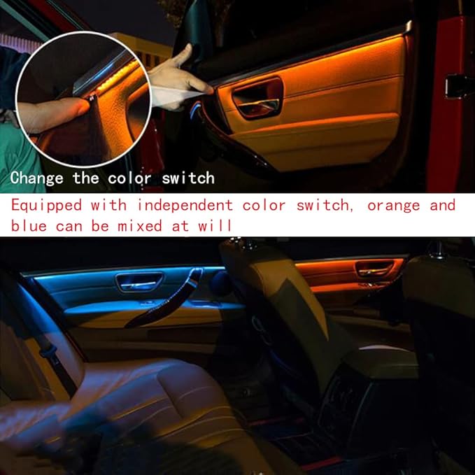 Car Interior Door LED Lighting Ambient Light Trim Strip Accessories for BMW 3 Series F30 F31 320i 328i 330i 335i 340i Door Two-Color Atmosphere Lamp Replacement Cover (Blue)