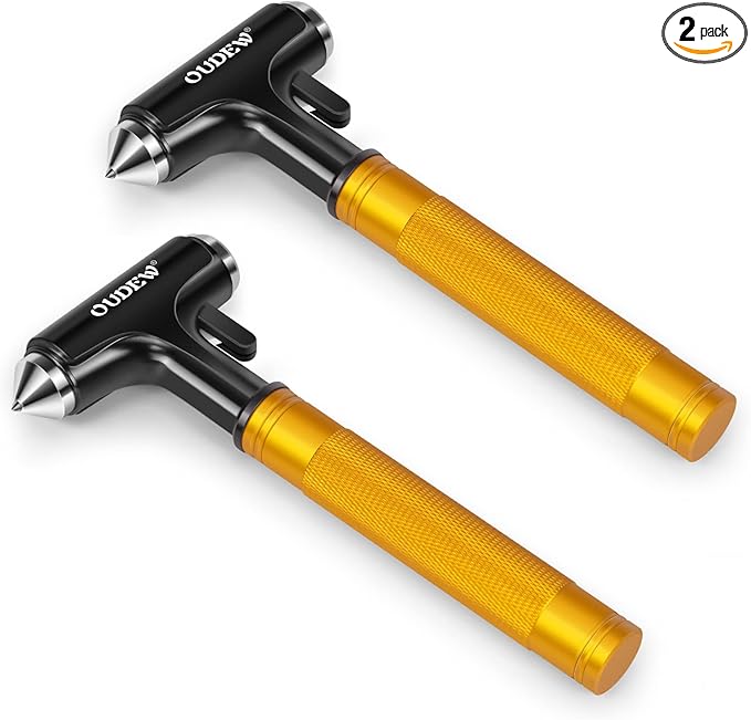 2 Packs Car Safety Hammer, Car Glass Breaker with Seat Belt Cutter, Automotive Escape Tool, Metal Window Breaker, Emergecy Sa