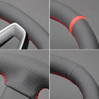 MEWANT Hand Stitched Matte Carbon PU Leather Steering Wheel Cover Wrap for Tesla Model 3 Highland 2023 2024 2025 Steering Wheel Accessories Real Leather
