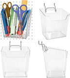 LIGHT DUST Clear Pegboard Cups with Hooks, 1/8" & 1/4" Peg Board Orangizer Accessories Aesthetic Decoration for Garage Workbe