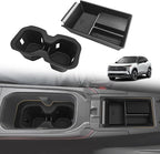 Muslogy Center Console Organizer & Cup Holder Insert 2PCS Set Compatible with 2025 2026 Nissan Kicks Accessories Armrest Box Divider Storage Tray and Drink Stopper Non-Slip (Console Tray & CupHolder)