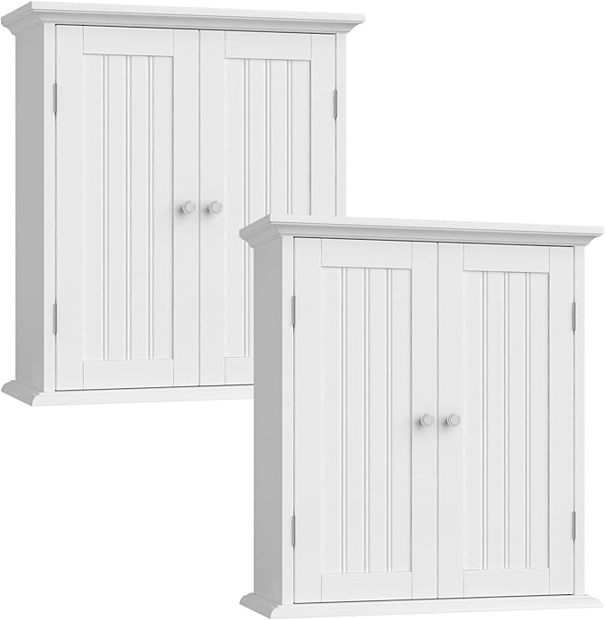 ChooChoo Bathroom Wall Cabinet Set of 2, Over The Toilet Space Saver Storage Cabinet, Medicine Cabinet with 2 Door and Adjust