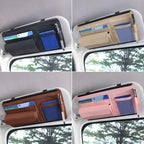 JEYODA Sun Visor Organizer Auto Interior Accessories Storage Pocket With Multi-Pocket Net Zippers (Style 2-Brown)