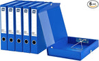 Storage File Boxes 6 Pack, Foldable File Boxes with Lid, 50mm Spine, Archives Cases with Magnetic Closure & Clip, Plastic Doc