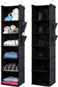 2 Packs Hanging Closet Organizer, 6-Shelf Closet Organizers and Storage with Side Pockets, Collapsible Hanging Shelves for Cl