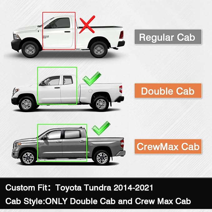 KUST Floor Mats for 2014-2021 Toyota Tundra Double Cab/Crew Max Cab, All Weather TPE Rubber Floor Liners for Tundra Accessories Front Rear 2 Row High Side
