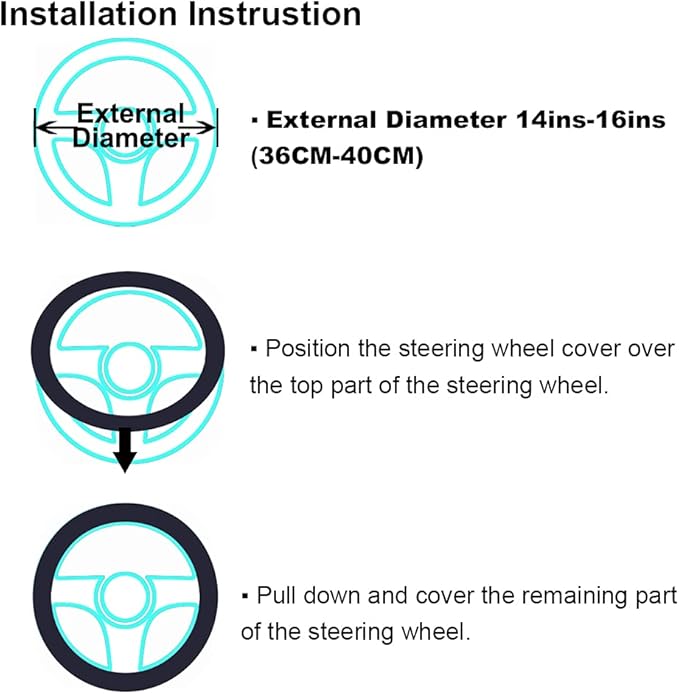 OGLAND Natural Fur Wool Sheepskin car Steering Wheel Cover,Protector for Universal Steering Wheel 15 Inchs, Anti-Slip,Comfort