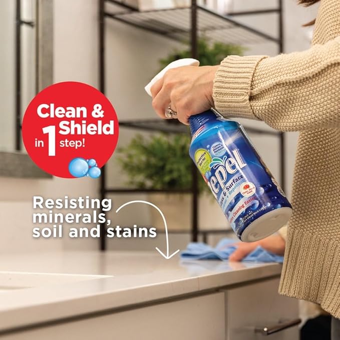Clean-X REPEL Glass & Surface Cleaner 32 fl. oz. - Cleans & Repels water spots and dirt on glass, mirror, tile and multi surf