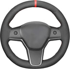 MEWANT Tesla Model 3/Model Y Hand Stitched Steering Wheel Cover for Tesla Model 3 2017-2023 / Model Y 2020-2023 for Tesla Model 3/Y Accessories