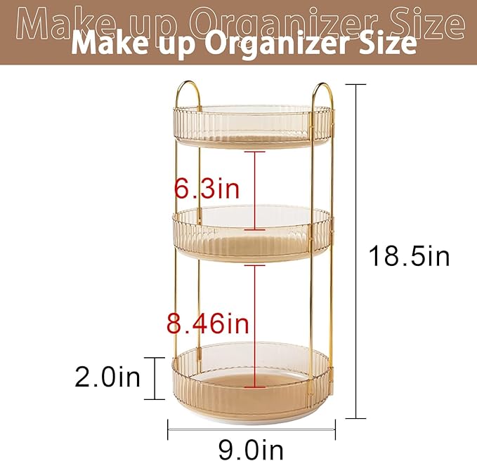 shuang qing Rotating Makeup Organizer for Vanity, High-Capacity Skincare Clear Make Up Storage Perfume Organizers Cosmetic Dr