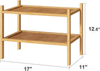kiplant Small Shoe Rack, 2-Tier Bamboo Wood Shoe Rack for Entryway, Stackable Shoe Organizer for Hallway Closet, Free Standin