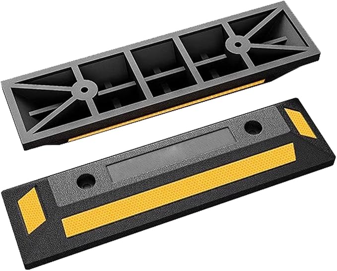Garage Parking Aid Heavy Duty Rubber Wheel Stop with Reflective Yellow Tape for Parking Stopper for Garage and Various Car Parking Facilities Accessories