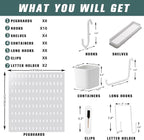 Wall-Mounted Pegboard Kit, 50.4" x 25.2" Organizer Panel – Large, Cost-Effective & Nail-Free Installation White