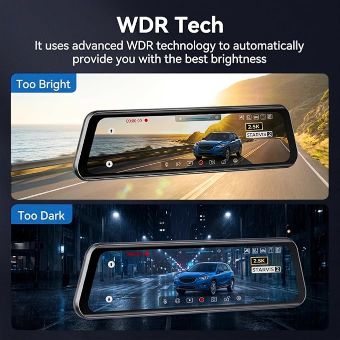 LD4K Max Mirror Dash Cam with 4K Front and 2.5K Rear Camera, STARVIS 2 Sensor, with ADAS BSD LCA Smart Mode, GPS, G-Sensor, L
