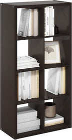 Furinno CUBICLE Book Shelf, 8-Cube Bookshelf, Extra Thick Frame Horizontally & Vertically Reversible Bookcase with Open Back,
