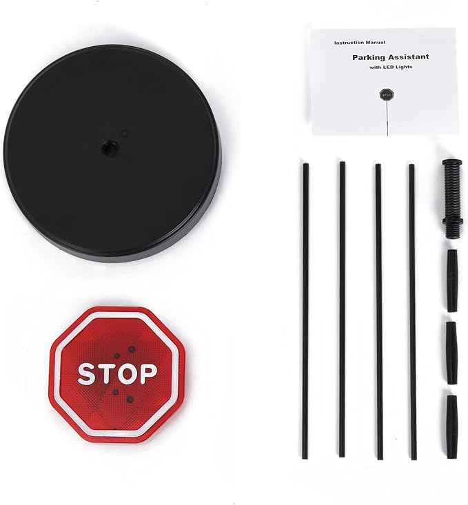Amiss Flashing LED Stop Sign for Garage Parking Assist, Parking Stopper for Garage, Garage Car Stoppers Indicator, Parking Sensors for Vehicles, Bumper Guards Aid, Car Exterior Accessories (1-Pack)