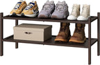 kiplant Bamboo Shoe Rack for Entryway, 2-Tier Stackable | Foldable | Natural, Shoe Organizer for Hallway Closet, Free Standin