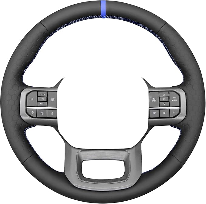 MEWANT Steering Wheel Covers for Ford F-150 2021-2023 / F-150 Lightning 2022-2023 Hand-Stitched F150 Steering Wheel Wrap