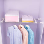 Hershii Expandable Closet Tension Shelf Rod Adjustable Storage Rack Heavy Duty DIY Organizer Divider for Wardrobe Cupboard Ki