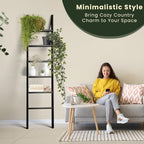 Decorative Wooden Blanket Ladder for the Living Room and Bedroom, 5ft 8 inch, Pine Wood Quilt Ladder, 6-Tier Wall Leaning Bla