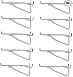 G.CORE Pegboard Shelf Hooks, 10-Pack 6" Silver Peg Board Brackets, 1/4" Peg Board Organizer Accessories, Peg Hooks Assortment