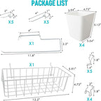 G.CORE Peg Board Organizer 21 Pack, Pegboard Accessories with Baskets Cups Hooks - 1/8" & 1/4" Peg Board Wall Tool Organizers
