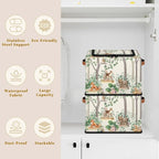 Woodland Wildlife Storage Basket - Cute Animals Party Bin Collapsible Organizer with Zipper Lid, Kid Rectangular Decorative B