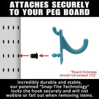 PegPro® J Hooks Kit for Standard “Wood Fiber” pegboard – Durable Plastic Pegboard Hooks - for Garage, Kitchen, Craft Room, an