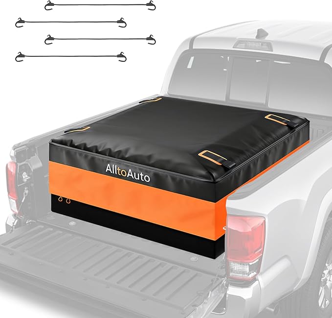 [Jumbo 38 CuFt] Truck Bed Cargo Bag, 100% Waterproof Heavy Duty Pickup Storage Bag (58"x49"x23"), Heat-Welded Seams & 3-Side Zipper, Fits Full-Size Trucks for Moving & Camping