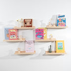NEXHOME PRO Nursery Book Shelves, 6-Pack Solid Pine Wood Floating Shelves for Wall Kids, Wall Mounted Shelves for Bedroom/Liv