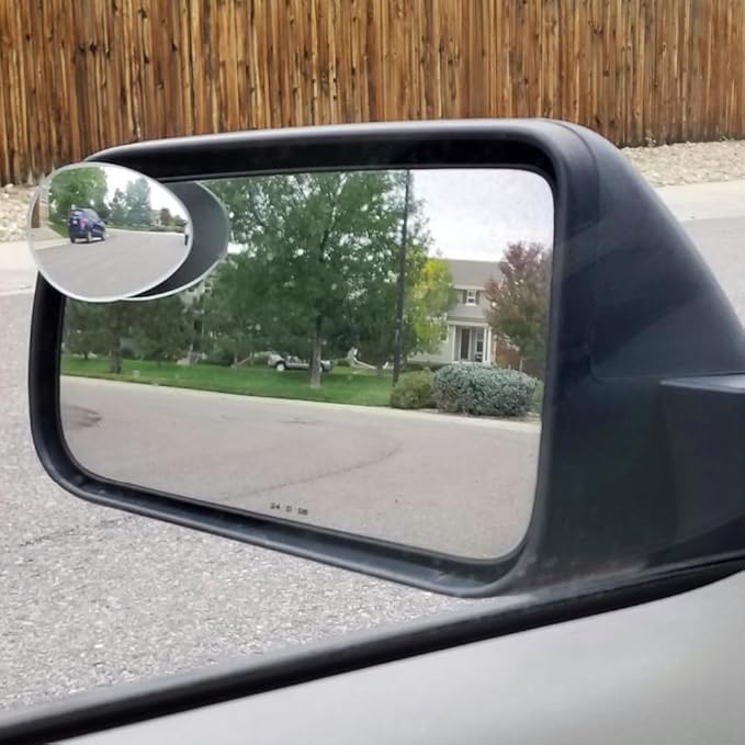 Ampper Blind Spot Mirror Oval, HD Glass Frameless Stick on Adjustabe Convex Wide Angle Rear View Blind Spot Car Mirror for Car Blind Spot, Pack of 4