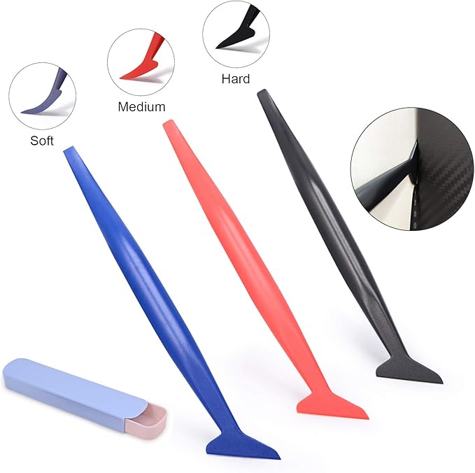 FOSHIO Window Tint Vinyl Wrap Tool Kit with 5M Knife Tape, Felt Squeegee, Micro Squeegee, Wrap Magnets Holders, Gloves, Safety Cutter, Utility Knife, Plastic Razor Blades Vinyl Application