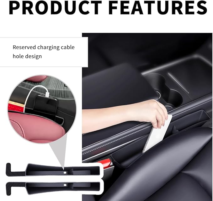 2PCS New Car Seat Gap Filler with 2 Storage Areas,Stylish Car Seat Gap Storage for Stabilizing Phone,Keys Wallet,Universal Car Seat Gap Filler Organizer (Carbon Beige)