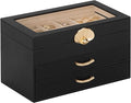 Enthralite Jewelry Box with 2 Drawers: Display Organizer for Earrings Necklaces - Gifts for Girls Women (Black)