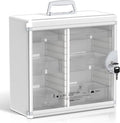 Glosen Medicine Cabinet with Key Wall Mounted Medication Lock Box 【 Silver 15x 6.7 x 13 Inch】 Portable Storage Container Big 