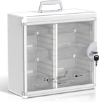 Glosen Medicine Cabinet with Key Wall Mounted Medication Lock Box 【 Silver 15x 6.7 x 13 Inch】 Portable Storage Container Big 