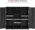Iwell Storage Cabinet with 2 Doors and 4 Storage Shelves, Bathroom Cabinet, Cupboard for Living Room, Home Office, Entryway, 