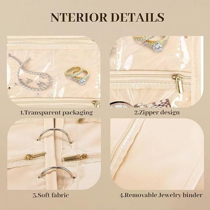 GSXRB Jewelry Organizer Travel Portable Earring Necklace Ring Jewelry Organizer Large Capacity Foldable Multi-Layer Classifie