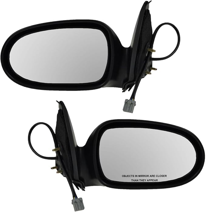 TRQ 2 Piece Driver and Passenger Side Mirror Assembly Set Electric Adjustment Heated No Memory Black Compatible with 2000-200