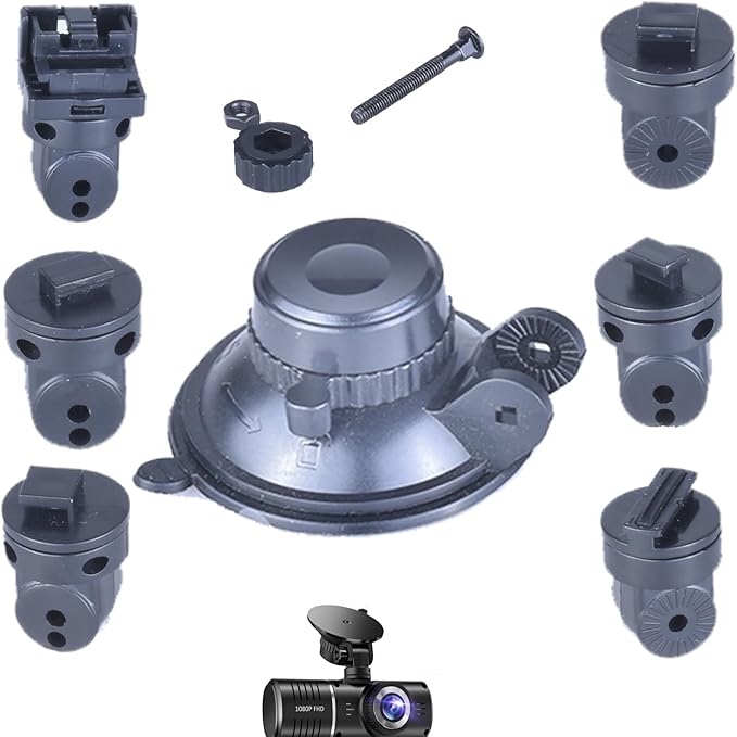 Replacement Dash Cam Mount, Suitable for SUVCON Dash Cam Front and Rear J06/M02/, with 6pcs 360 Rotating Joints Windshield Suction Cup Mounting Bracket Dash Camera Accessory Part