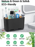 GFWARE Black Toothbrush Holder, Bamboo Toothbrush and Toothpaste Holder with Drainage, Electric Kids Matte Black Toothbrush H